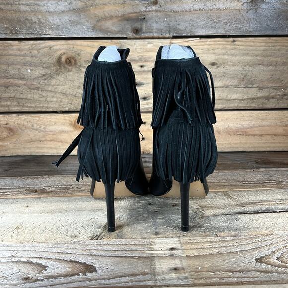 Vince Camuto Amenala Heeled Peep Toe Bootie - Black Leather - 6 - NWOB - Picture 4 of 8